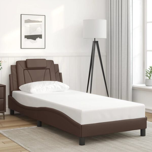 vidaXL Bed Frame "Viana" with LED without Mattress Brown 31.5"x78.7"