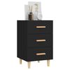 vidaXL Nightstand Black Engineered Wood Medium Nightstand Rectangular