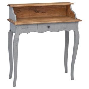 vidaXL Writing Desk Mahogany, Grey Solid mahogany wood
