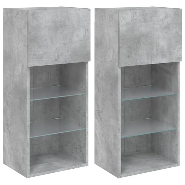 vidaXL TV Stands with LED Lights 2 pcs Concrete Gray 15.9"x11.8"x35.4"