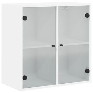 vidaXL Wall Cabinet White Engineered Wood and Glass Medium Wall Cabinet