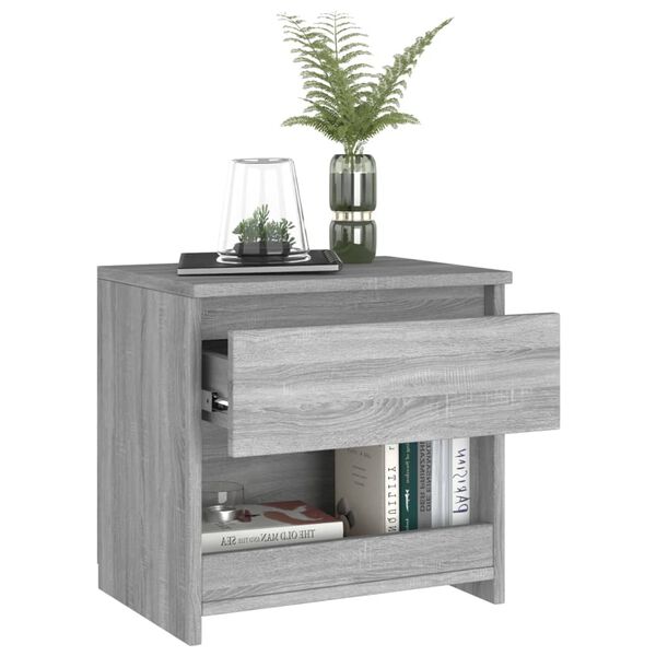 vidaXL Bedside Cabinet Grey Sonoma Engineered Wood Medium