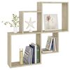 vidaXL Wall Cube Shelf Sonoma Oak Engineered Wood Medium Wall Cube Shelf