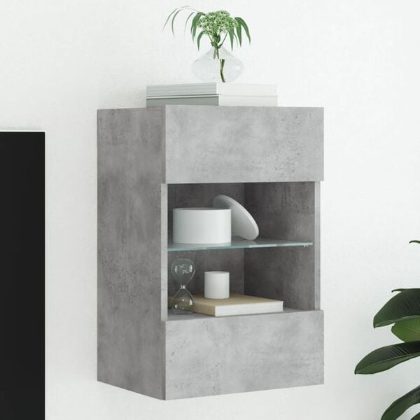 vidaXL TV Wall Cabinet Concrete grey Engineered wood, glass