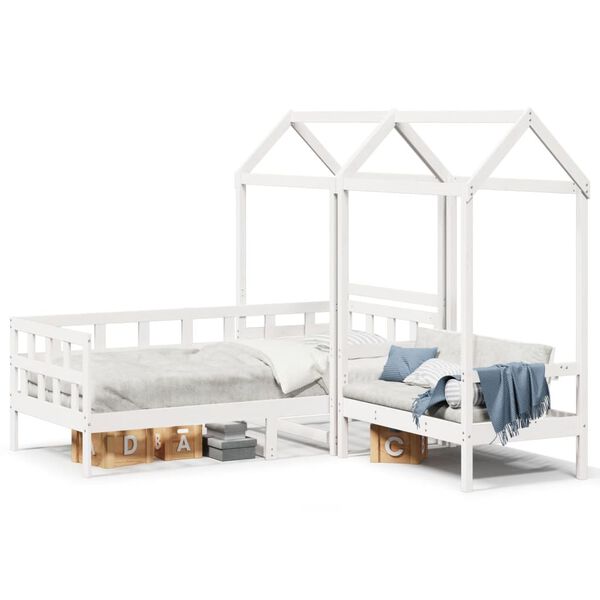 vidaXL Day Bed Set White Solid pine wood, Plywood Twin