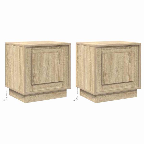 vidaXL Bedside Cabinet 2 pcs Sonoma Oak 17.32 x 13.58 x 17.72 in