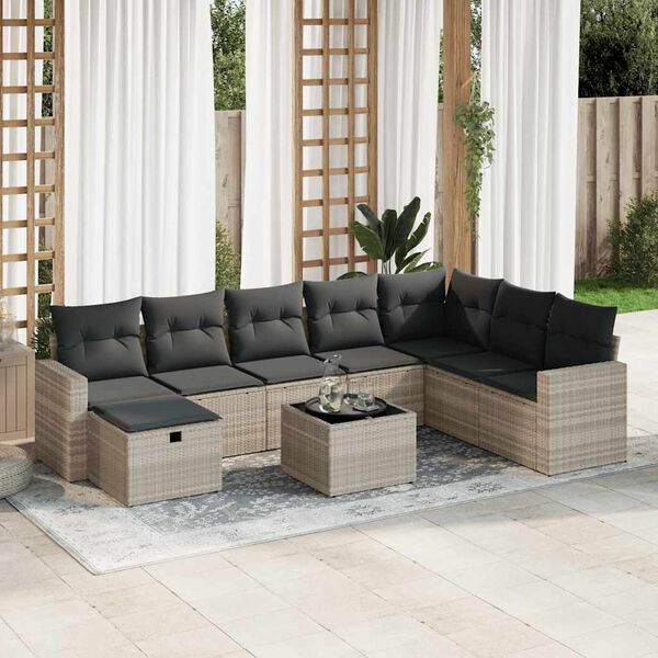 vidaXL Garden Sofa Set Light grey, Dark grey