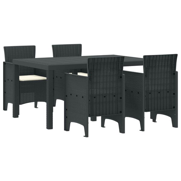 vidaXL Garden Dining Set 5 pcs Anthracite Polt rattan