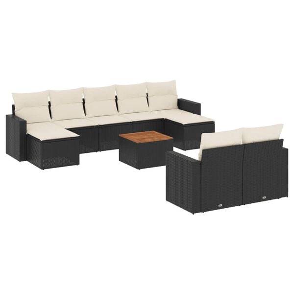 vidaXL Garden Sofa Set Black, Cream White