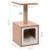 vidaXL Cat Tree Brown and White Wood, MDF, Veneer, Sisal, Jute, Faux Fur