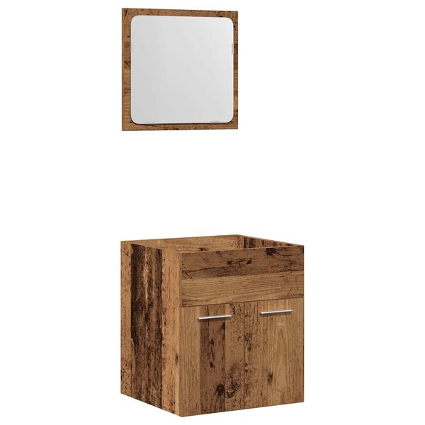 vidaXL Bathroom Furniture Set Old Wood Engineered Wood, Glass Standard