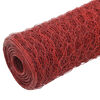 vidaXL Chicken Wire Fence Steel with PVC Coating 82.0x3.9' Red