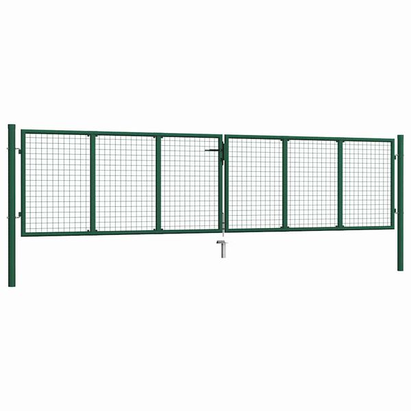 vidaXL Mesh Garden Gate Steel 157.5x39.4" Green