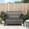 vidaXL Garden Bench Grey PE rattan Medium Outdoor Bench Rectangular