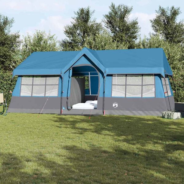 vidaXL Family Tent with Roof Blue and Grey 244.88 x 116.14 x 93.70 in