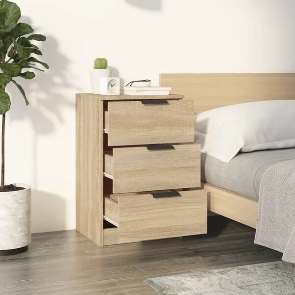 vidaXL Bedside Cabinet Set of 2 Sonoma Oak Engineered wood