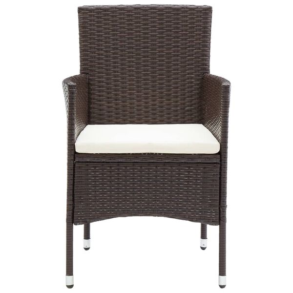 vidaXL Chair Set of 2 Brown Poly rattan, powder-coated steel Standard