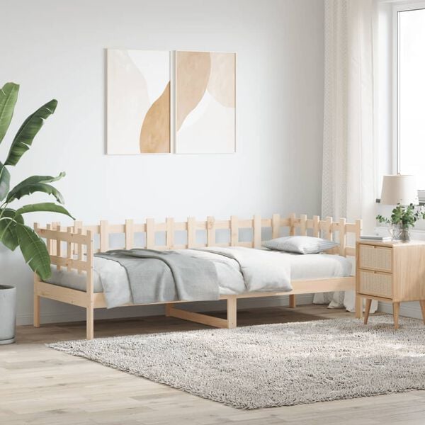 vidaXL Day Bed Natural Wood Solid Pine Wood Twin Convertible