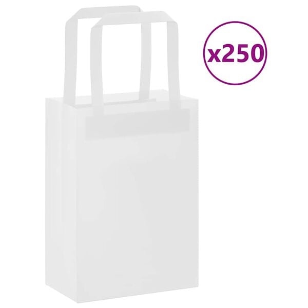 vidaXL Paper Bags 250 pcs with Handles White 15x8x21 cm