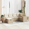 vidaXL Garden Sofa Set Beige PE rattan, powder-coated steel 6 Piece Set