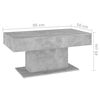 vidaXL Coffee Table Concrete Grey Engineered Wood Medium Durable