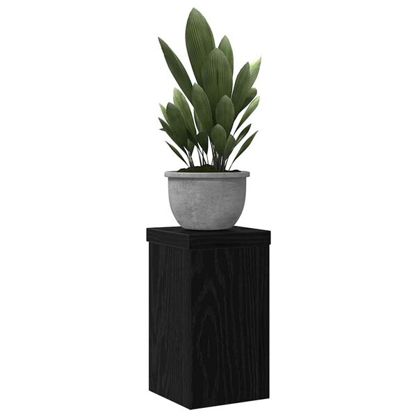 vidaXL Plant Stand 2 pcs Black Oak 3.94 x 3.94 x 7.09 in