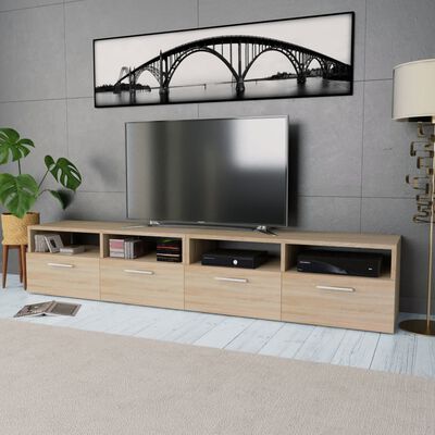 vidaXL TV Cabinets 2 pcs Chipboard 37.4"x13.8"x14.2" Oak