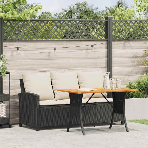 vidaXL Garden Sofa Black and Cream White