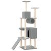 vidaXL Cat Tree Light Grey Engineered Wood, Plush, Sisal Tall Durable