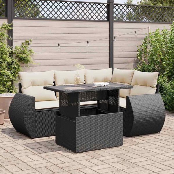 vidaXL Garden Sofa Set Black