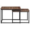 vidaXL Nesting Coffee Table Set of 2 Grey Solid Teak wood, Metal Small