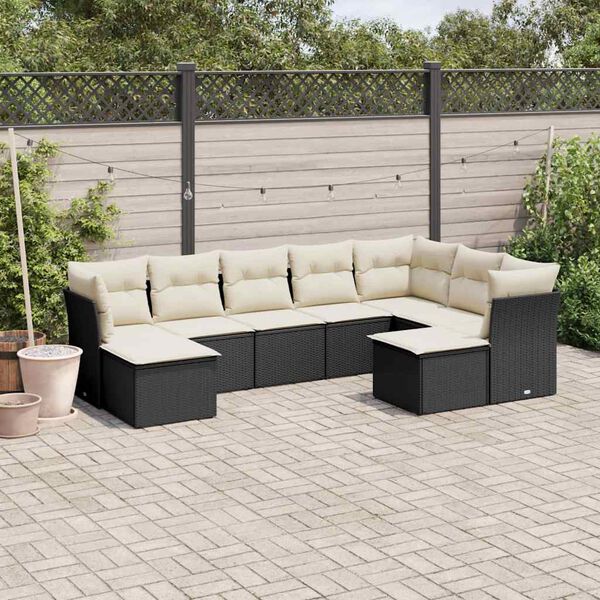 vidaXL Garden Sofa Set Black, Cream white