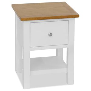 vidaXL Nightstand White and Brown Solid Oak Wood, Solid Pinewood, MDF