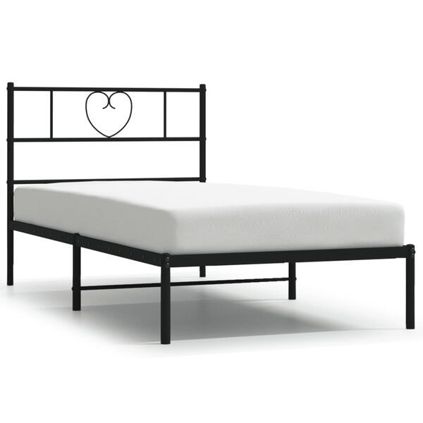 vidaXL Bed Frame Black Powder-Coated Steel Twin Bed Frame Rectangular