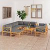 vidaXL Garden Lounge Set Grey, Teak Teak Wood, Polyester 10 Piece Set