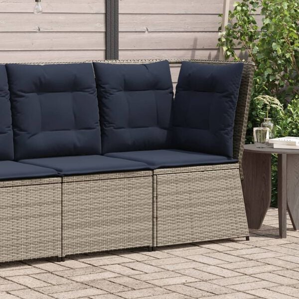 vidaXL Patio Sofa Gray, Navy Blue PE Rattan, Powder-Coated Steel Medium