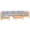 vidaXL Garden Lounge Set Grey Solid Pinewood 7 Piece Set Modular