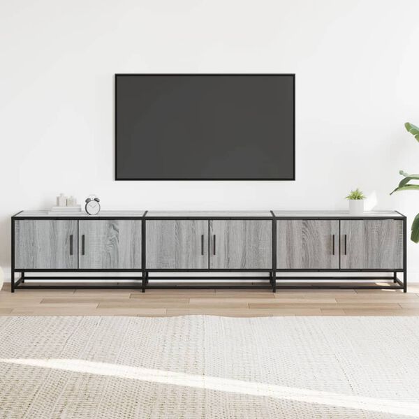 vidaXL TV Cabinet Gray Sonoma Engineered Wood, Metal Large TV Cabinet
