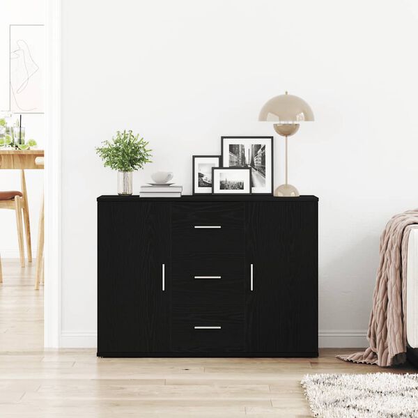 vidaXL Sideboard Black Oak Engineered Wood Sideboard Rectangular