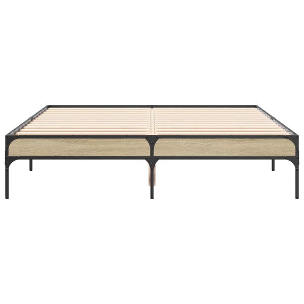 vidaXL Bed Frame Sonoma Oak Engineered Wood and Metal Small Double