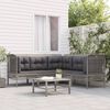 vidaXL 5 Piece Patio Lounge Set with Cushions Grey Poly Rattan