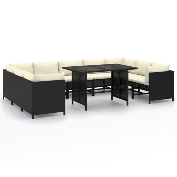vidaXL Garden Lounge Set Black, Cream white