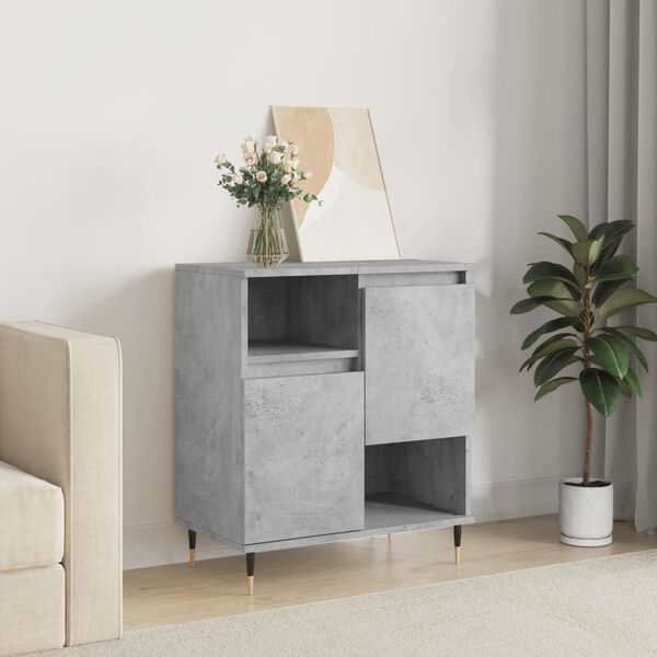vidaXL Sideboard Concrete Grey Engineered wood, Iron 23.6 x 13.8 x 27.6 in