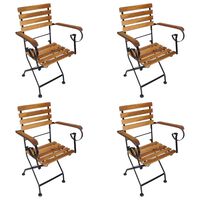 vidaXL Folding Patio Chairs 4 pcs Steel and Solid Wood Acacia
