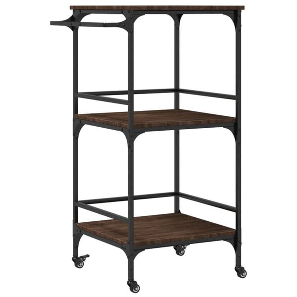 vidaXL Kitchen Trolley Brown Oak 23.8"x19.7"x41.3" Engineered Wood