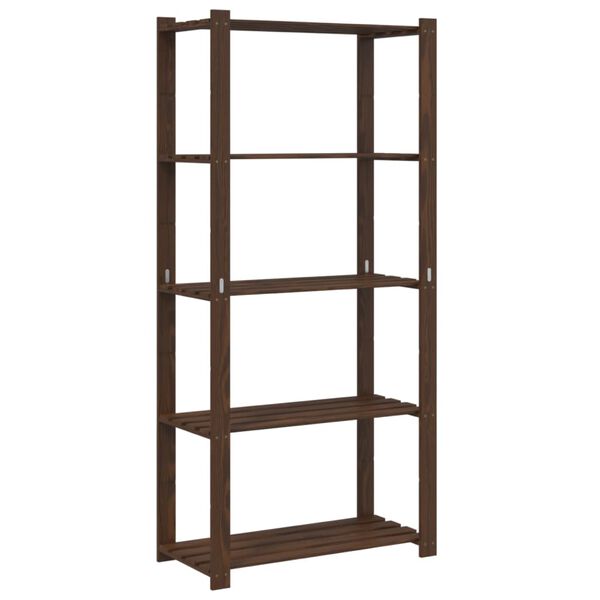 vidaXL 5-Tier Storage Rack Brown 31.5x15.0x66.9" Solid Wood Pine