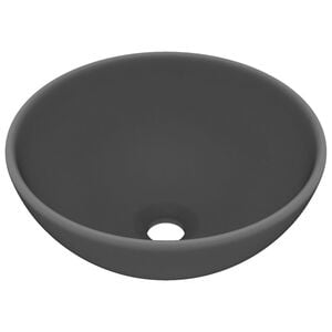 vidaXL Luxury Bathroom Basin Round Matt Dark Grey 12.8x5.5" Ceramic