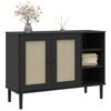 vidaXL Sideboard Black Solid pine wood, Engineered wood, Poly rattan Large