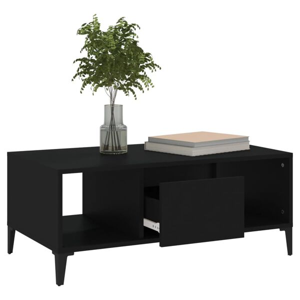 vidaXL Coffee Table Black Engineered wood, metal 35.4 x 19.7 x 14.4 in