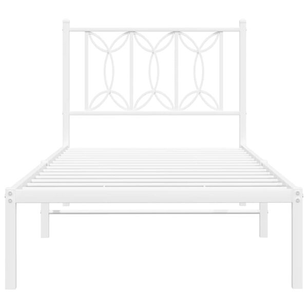 vidaXL Bed Frame White Steel Single Bed Frame Rectangular Modern